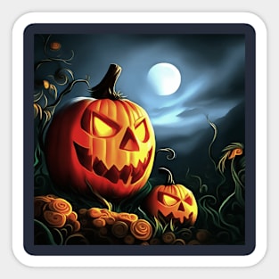 Halloween JackOlanterns At Midnight Sticker